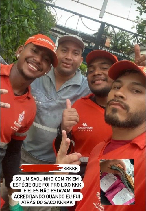 Garis encontram R$7 mil de empresária no meio do lixo e devolvem o dinheiro (Foto: Reprodução/ Instagram)