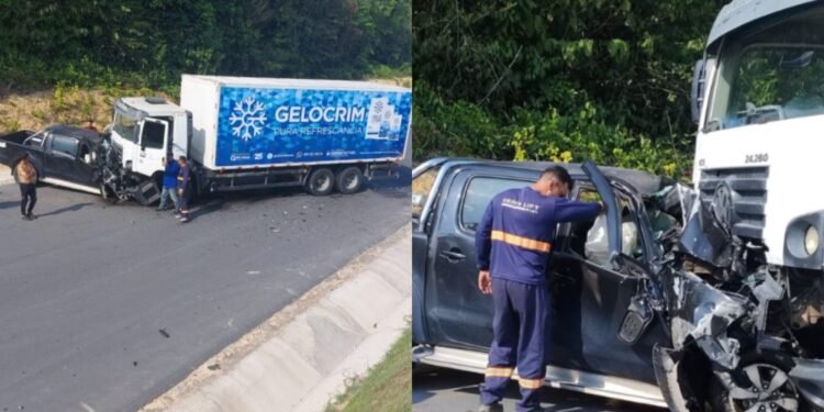 Motorista de picapê morre após colidir contra caminhão de gelo na AM-010 (Fotos: Reprodução/ internet)