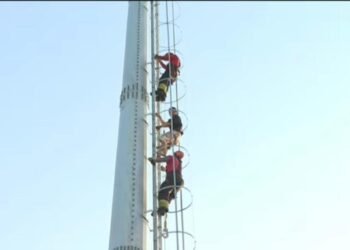 Homem fica preso após tentar furtar fios de torre de comunicação (Foto: Reprodução/ Internet)