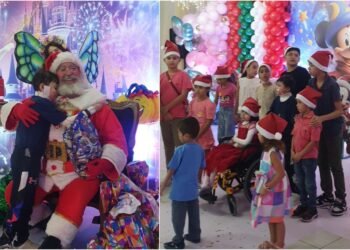 Crianças com epidermólise bolhosa comemoram o Natal da Abam