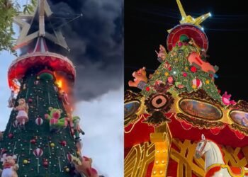 Árvore de Natal que pegou fogo no Centro de Manaus será restaurada até domingo