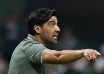 O técnico Abel Ferreira, da SE Palmeiras, em jogo contra a equipe do Botafogo FR, durante partida válida pela trigésima sexta rodada, do Campeonato Brasileiro, Série A, na arena Allianz Parque. (Foto: Cesar Greco/Palmeiras/by Canon)