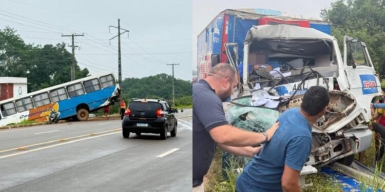 Pai e filho sofrem acidente de caminhão na AM-010 (Fotos: Reprodução/ internet)