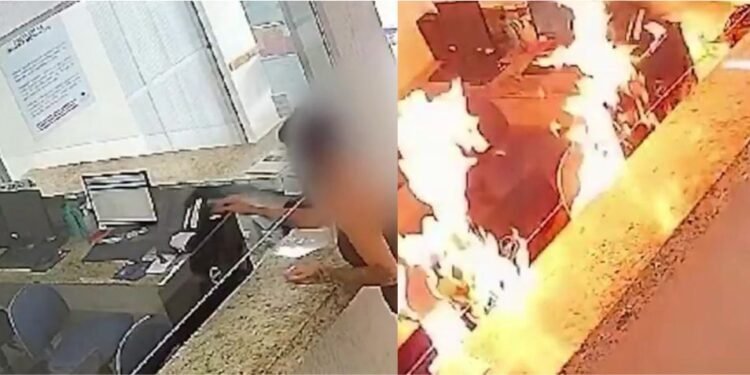 Mulher é presa após atear fogo na recepção de hospital em Minas Gerais