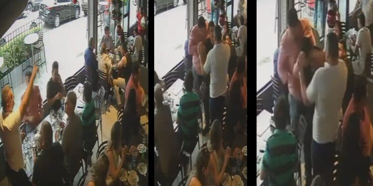 Policial é flagrado agredindo gerente de restaurante em Manaus