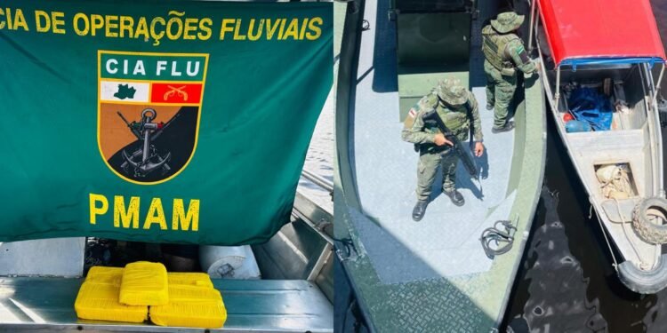 Cerca de 5 tabletes de, supostamente, cloridrato de cocaína, foram apreendidos (Fotos: Divulgação/ PMAM)