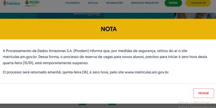 Site para matrícula apresentou instabilidade desde a madrugada