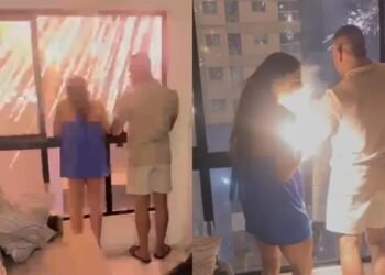 Turista é atingida por fogos