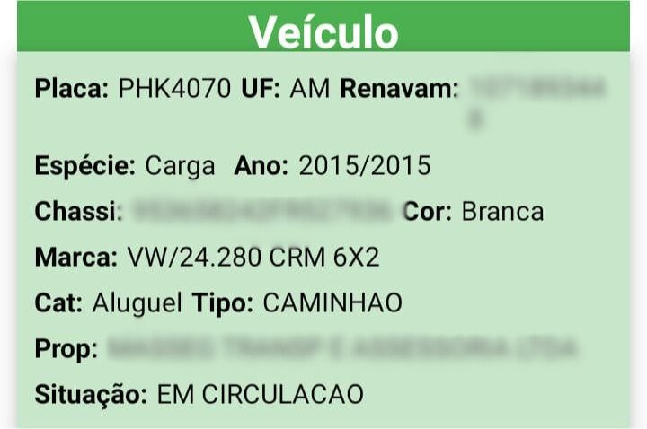 Dados sobre o veículo que estava em circulação (Foto: Divulgação/ IMMU)