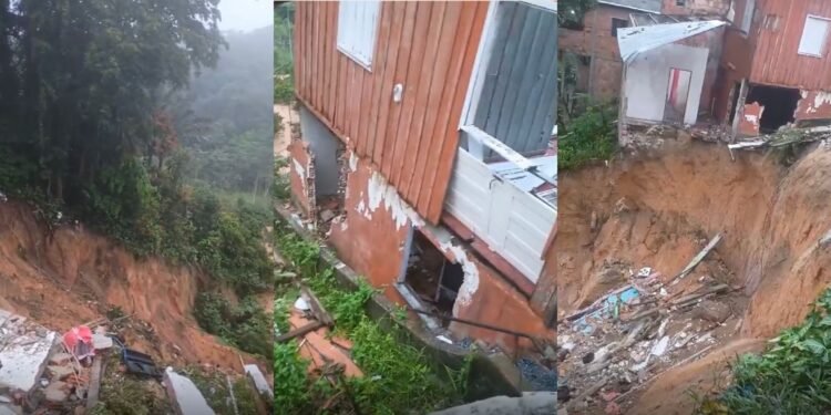 Casa desaba em cratera no bairro Mauazinho e expõe dificuldades dos moradores