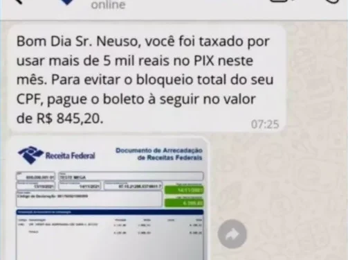 Receita alerta para golpes com taxa falsa sobre Pix