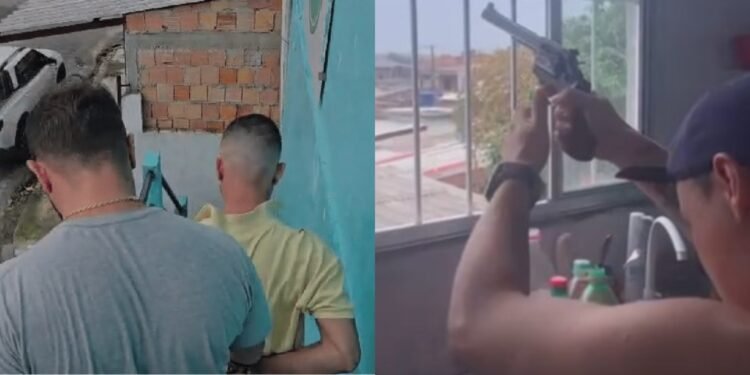 Homem é preso após disparar com arma na zona Norte de Manaus (Fotos: Divulgação/ PC-AM / Reprodução/ redes sociais)