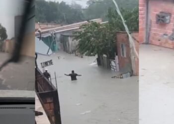 Bairros e ruas ficam alagadas após temporal na tarde desta sexta-feira, 24/1 (Fotos: Reprodução/ redes sociais)