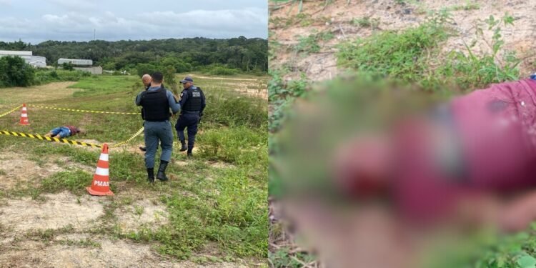 Homem é encontrado morto com marcas de disparos e membros amarrados na zona Leste de Manaus (Fotos: Reprodução/ redes sociais)