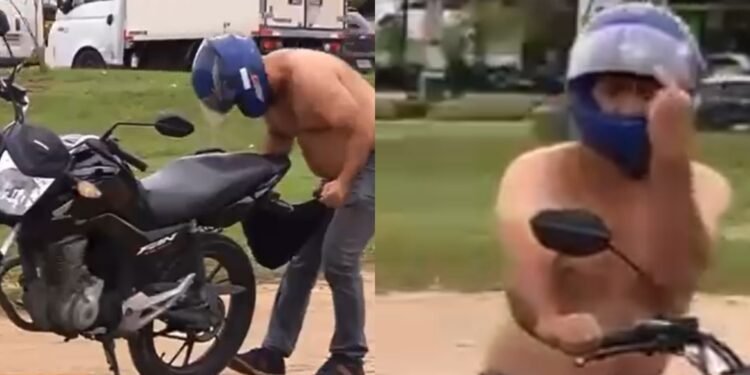 Motociclista é flagrado infringindo regras de trânsito na zona Centro-Sul de Manaus (Fotos: Reprodução/ TV Norte Amazonas)