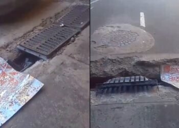 Vala aberta em viaduto do São Jorge