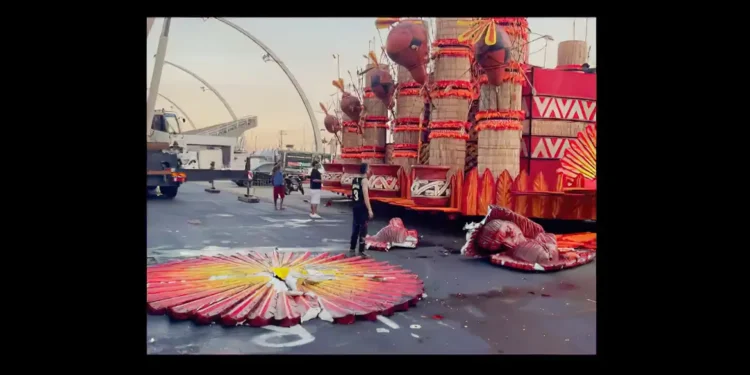 Chuva de granizo danifica alegorias de escolas de samba de São Paulo