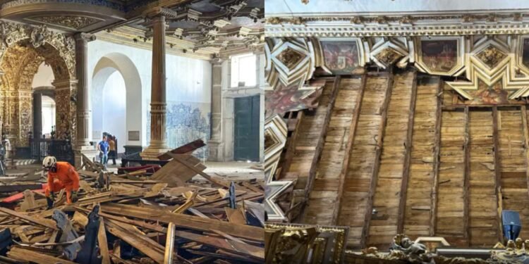 Estado do local após a queda do telhado (Fotos: Divulgação/ Defesa Civil de Salvador)