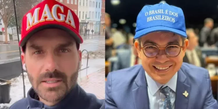 Eduardo Bolsonaro e Randolfe Rodrigues discutem sobre 'bonés à la Trump'; entenda
