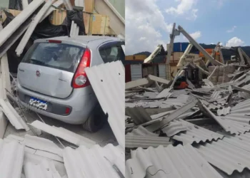 Desabamento de galpão deixa quatro feridos em Santos