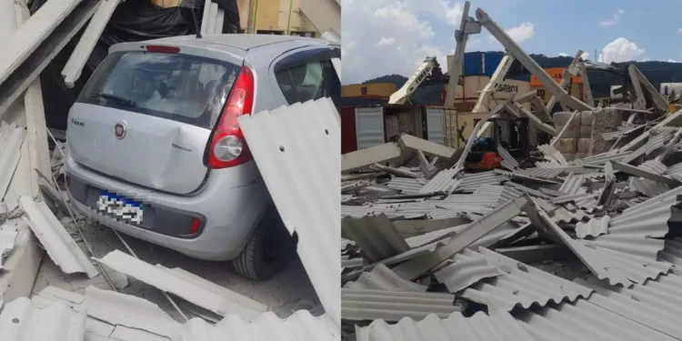 Desabamento de galpão deixa quatro feridos em Santos