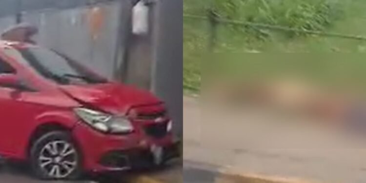 Pedestre é atropelado por veículo desgovernado na zona Norte de Manaus (Fotos: Reprodução/ Redes Sociais)