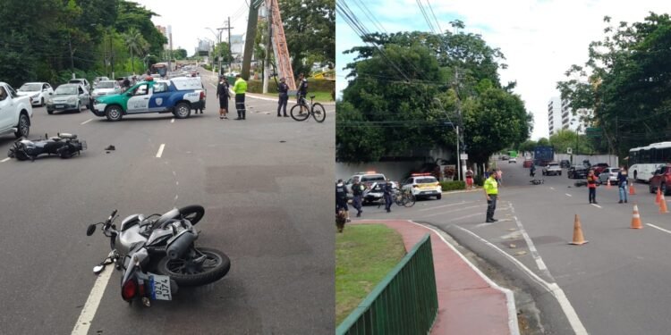 Acidente deixa três feridos na avenida Umberto Calderaro Filho - Fotos: (Reprodução/ redes sociais)