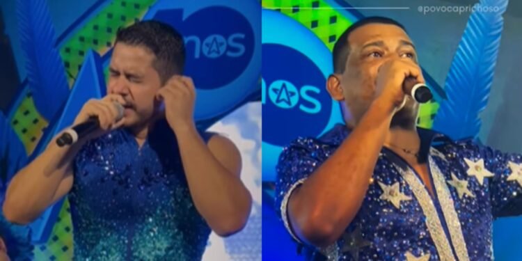 Caetano Medeiros e Edilson Santana se apresentaram no Blog Azul (Fotos: Reprodução/Povo Caprichoso)