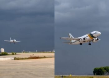 avião de lula arremete