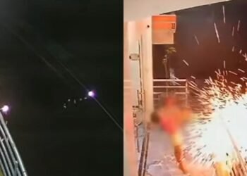 Criança é atingida por descarga elétrica enquanto brincava próximo a rede de energia (Fotos: Reprodução/ redes sociais)