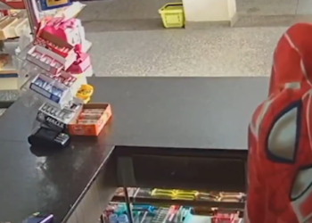 Vídeo dupla com peixeira e toalha do homem-aranha assaltam padaria