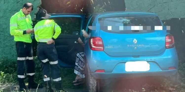 Carro colide contra muro do Inpa, na zona Sul de Manaus (Foto: Reprodução/ Trânsito Manaus)