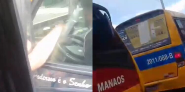 Motoristas do transporte alternativo são flagrados brigando no trânsito na tarde desta sexta-feira, 4/4 (Fotos: Reprodução/ redes sociais)