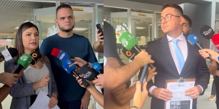 Rodrigo Guedes e Joana Darc trocam acusações em frente à sede da PF