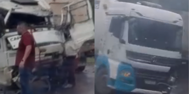 Vídeos: caminhões colidem na rodovia AM-010, um dos veículos sofreu vazamento de gasolina