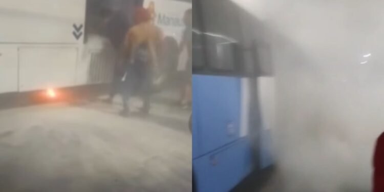 Imagens foram registradas por passageiros no local (Fotos: Reprodução/Internet)