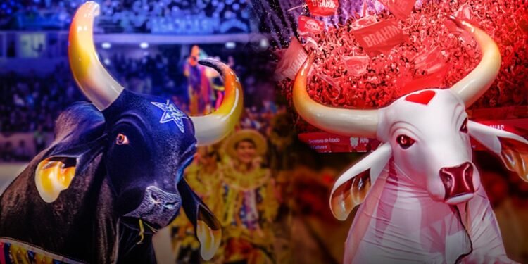 Bois Caprichoso e Garantido são os protagonistas do Festival de Parintins (Arte: Abraão Torres/Rios de Notícias)