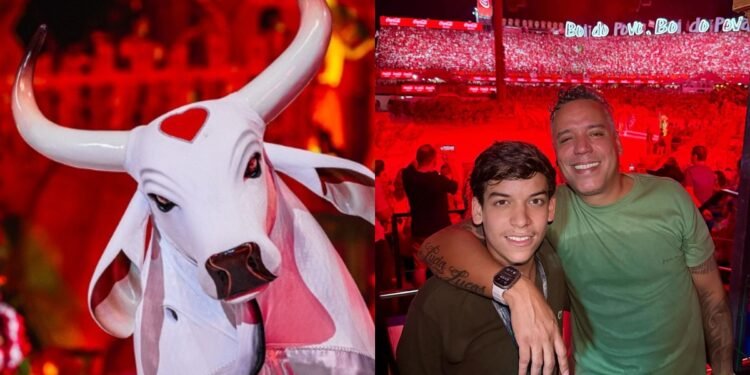 Pai e filho vivem juntos a magia do Festival de Parintins pela primeira vez