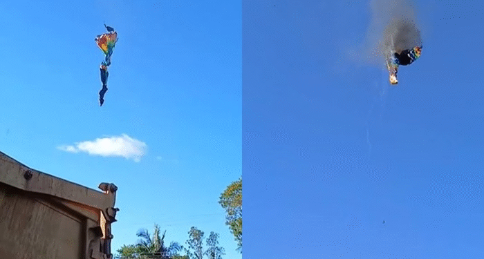 Balão pega fogo e cai em SC; 8 pessoas morrem e 13 sobrevivem