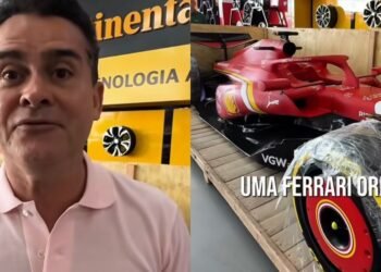 David Almeida divulga exposição de Ferrari em Manaus e recebe críticas por ignorar buracos nas ruas da capital