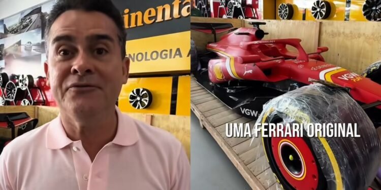 David Almeida divulga exposição de Ferrari em Manaus e recebe críticas por ignorar buracos nas ruas da capital