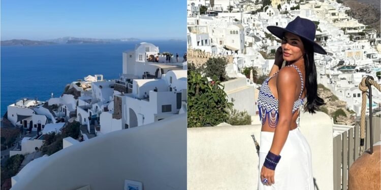 Cunhã-poranga do boi Caprichoso mostra passeio na Grécia