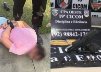 O suspeito chegou a ser amarrado por moradores do condomínio (Fotos: Divlugação/PMAM)