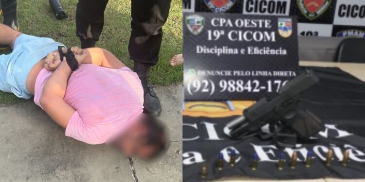 O suspeito chegou a ser amarrado por moradores do condomínio (Fotos: Divlugação/PMAM)