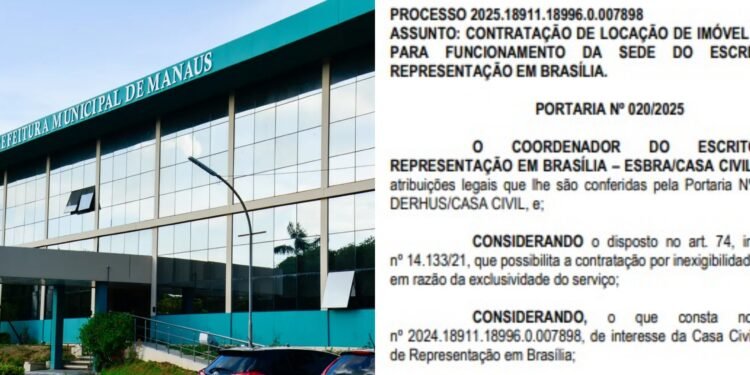 Sem licitação e com pouca explicação: Prefeitura de Manaus mantém escritório em Brasília por R$ 110 mil - (Fotos: Reprodução/ Secom/ DOM)