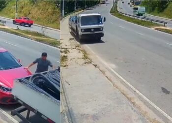 Caminhão desgovernado atinge carros e quase invade residência em Manaus