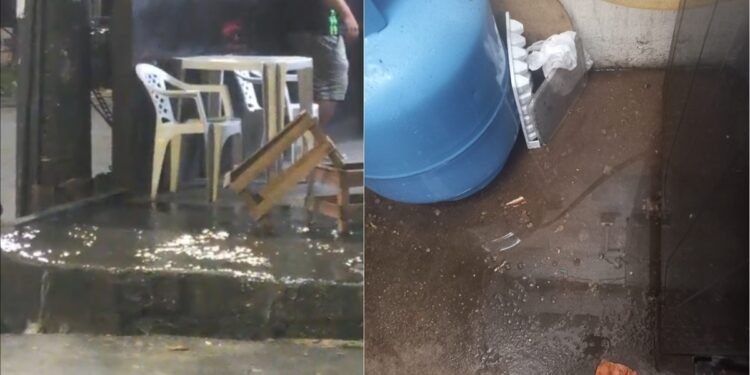 Moradora convive com esgoto transbordando dentro de casa e comércio no Nova Cidade