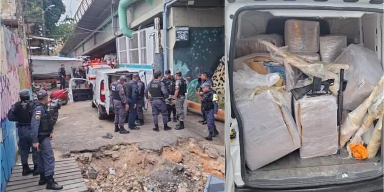 Operação da PM apreende 500 kg de drogas e sete fuzis no Centro de Manaus