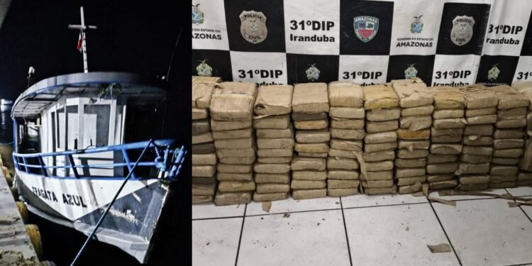 Entorpecentes foram apreendidos em uma embarcação (Fotos: Divulgação/PMAM)