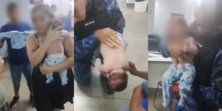 Bebê se engasga com leite materno e é salvo por guarda municipal em delegacia